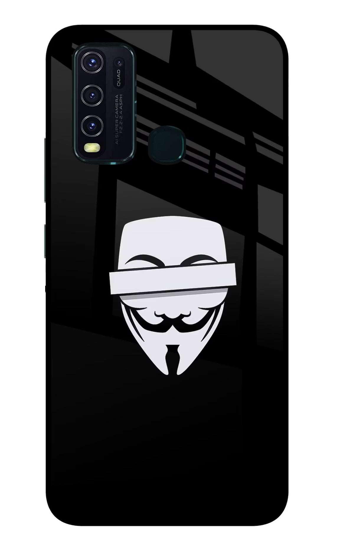 Anonymous Face Vivo Y30/Y50 Glass Case Back Cover by Casekaro