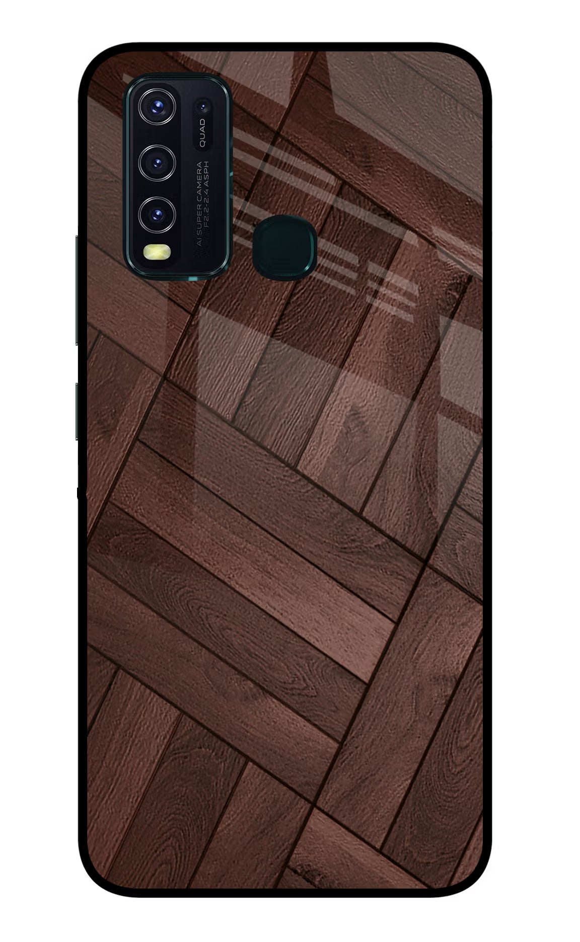 Wooden Texture Design Vivo Y30/Y50 Glass Case Back Cover by Casekaro