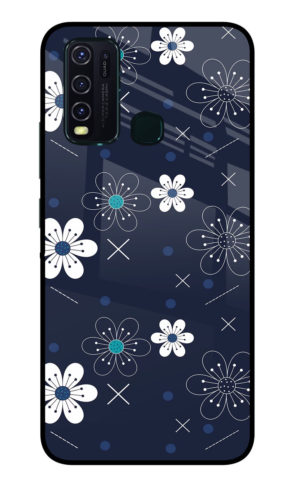 Flowers Vivo Y30/Y50 Glass Case Back Cover by Casekaro