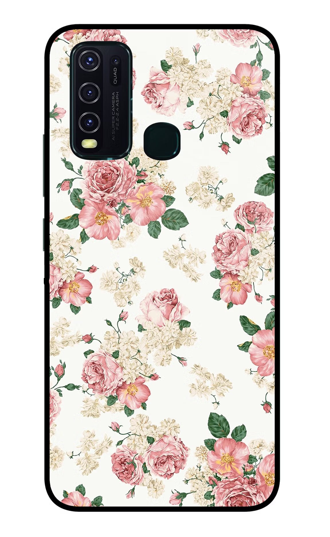 Flowers Vivo Y30/Y50 Glass Case Back Cover by Casekaro