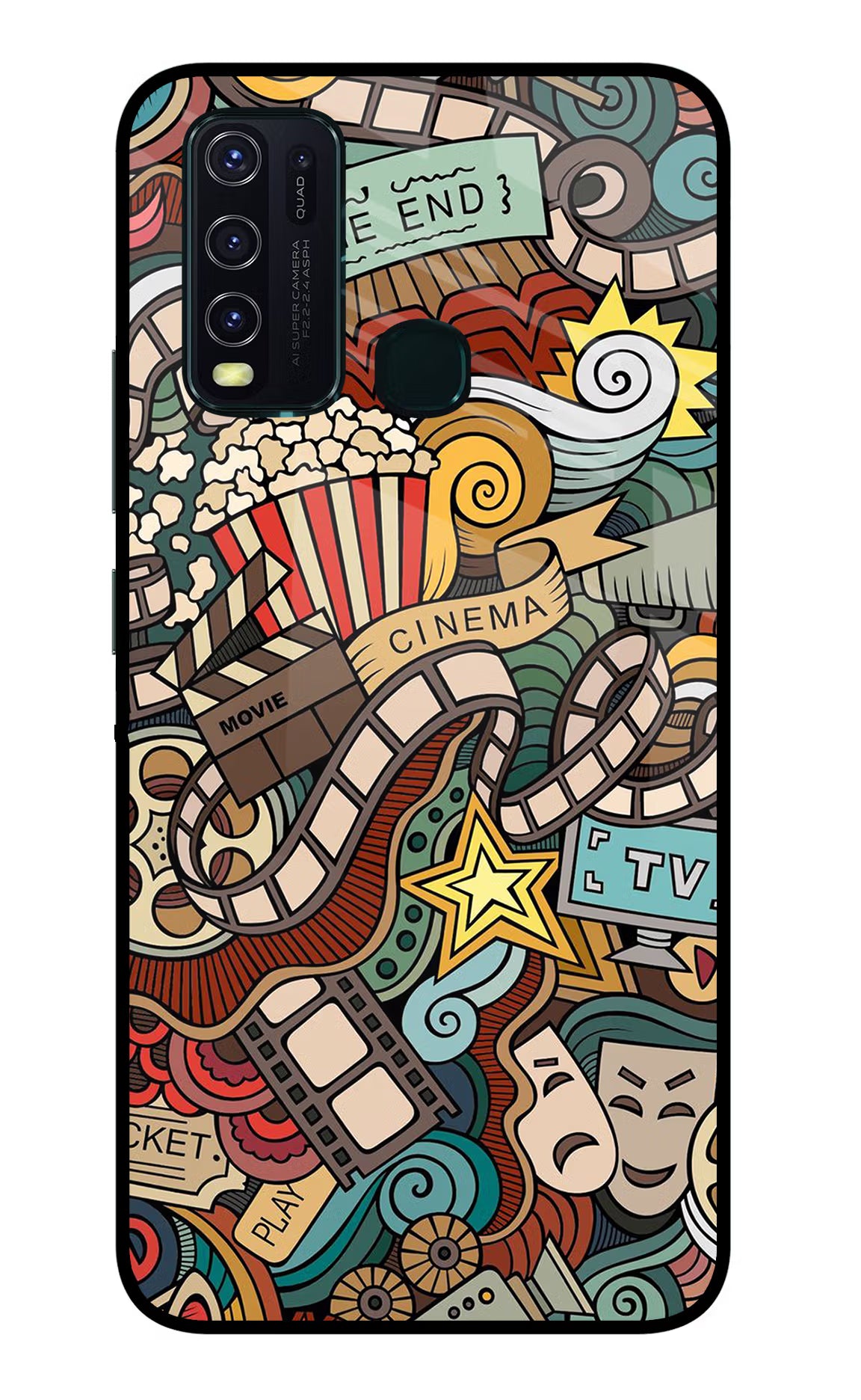Cinema Abstract Vivo Y30/Y50 Glass Case Back Cover by Casekaro
