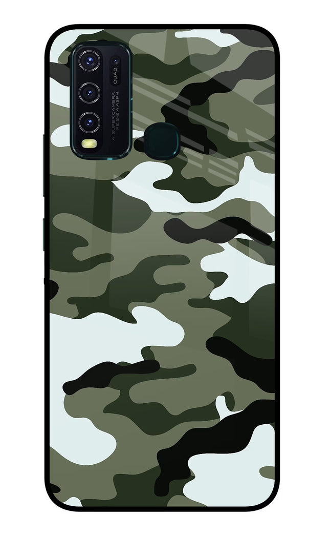Camouflage Vivo Y30/Y50 Glass Case Back Cover by Casekaro