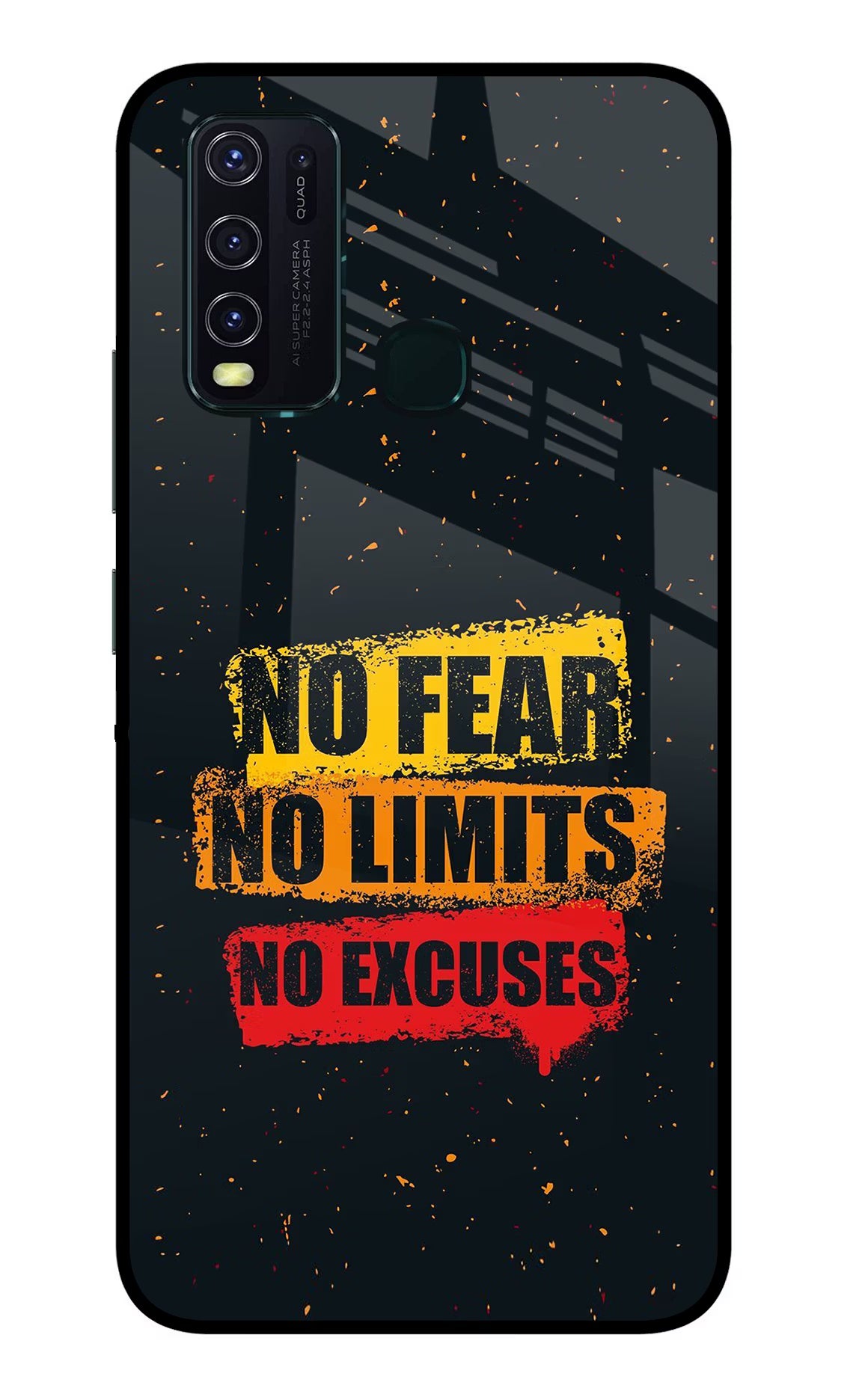 No Fear No Limits No Excuse Vivo Y30/Y50 Glass Case Back Cover by Casekaro