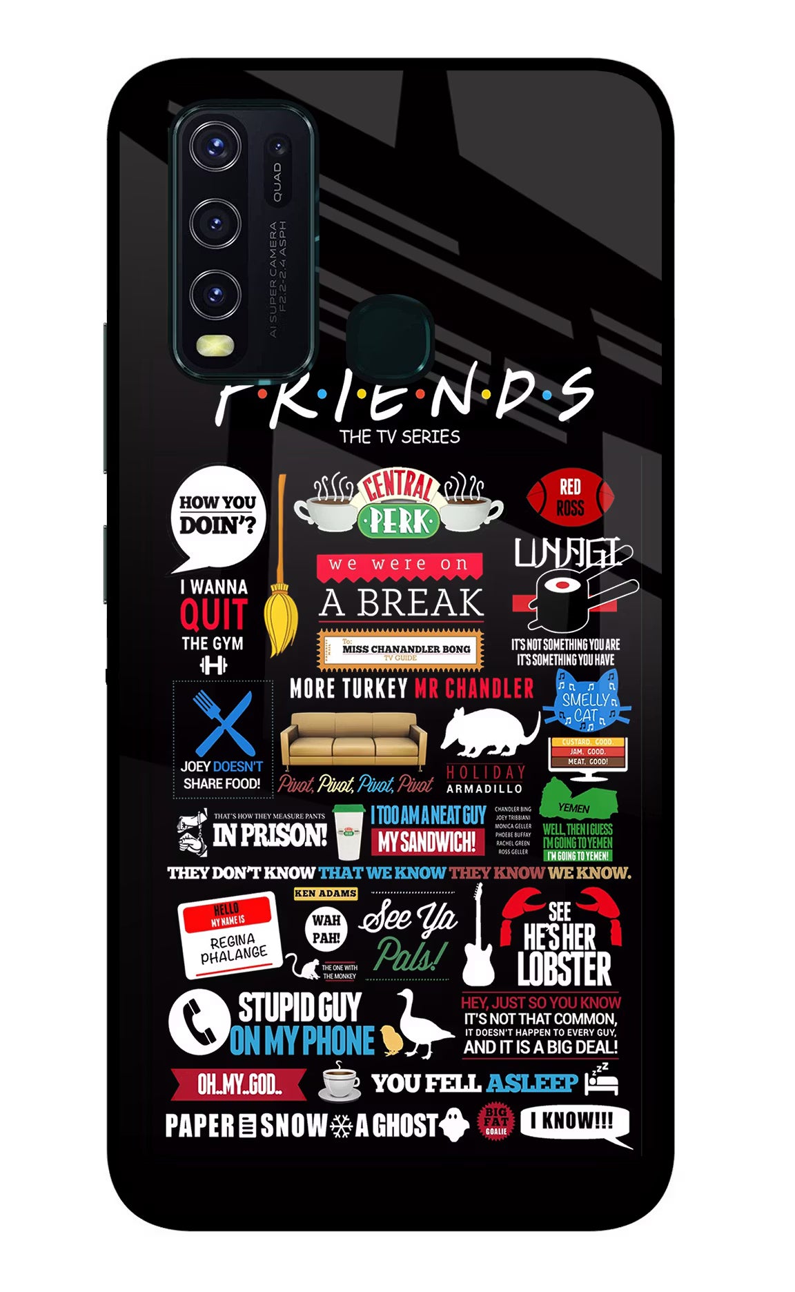 FRIENDS Vivo Y30/Y50 Glass Case Back Cover by Casekaro