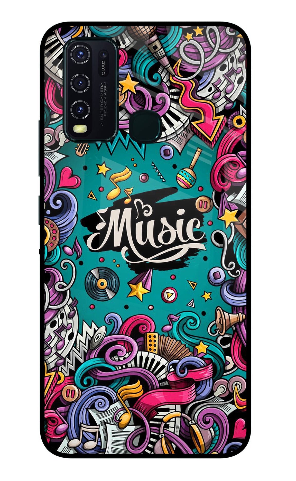 Music Graffiti Vivo Y30/Y50 Glass Case