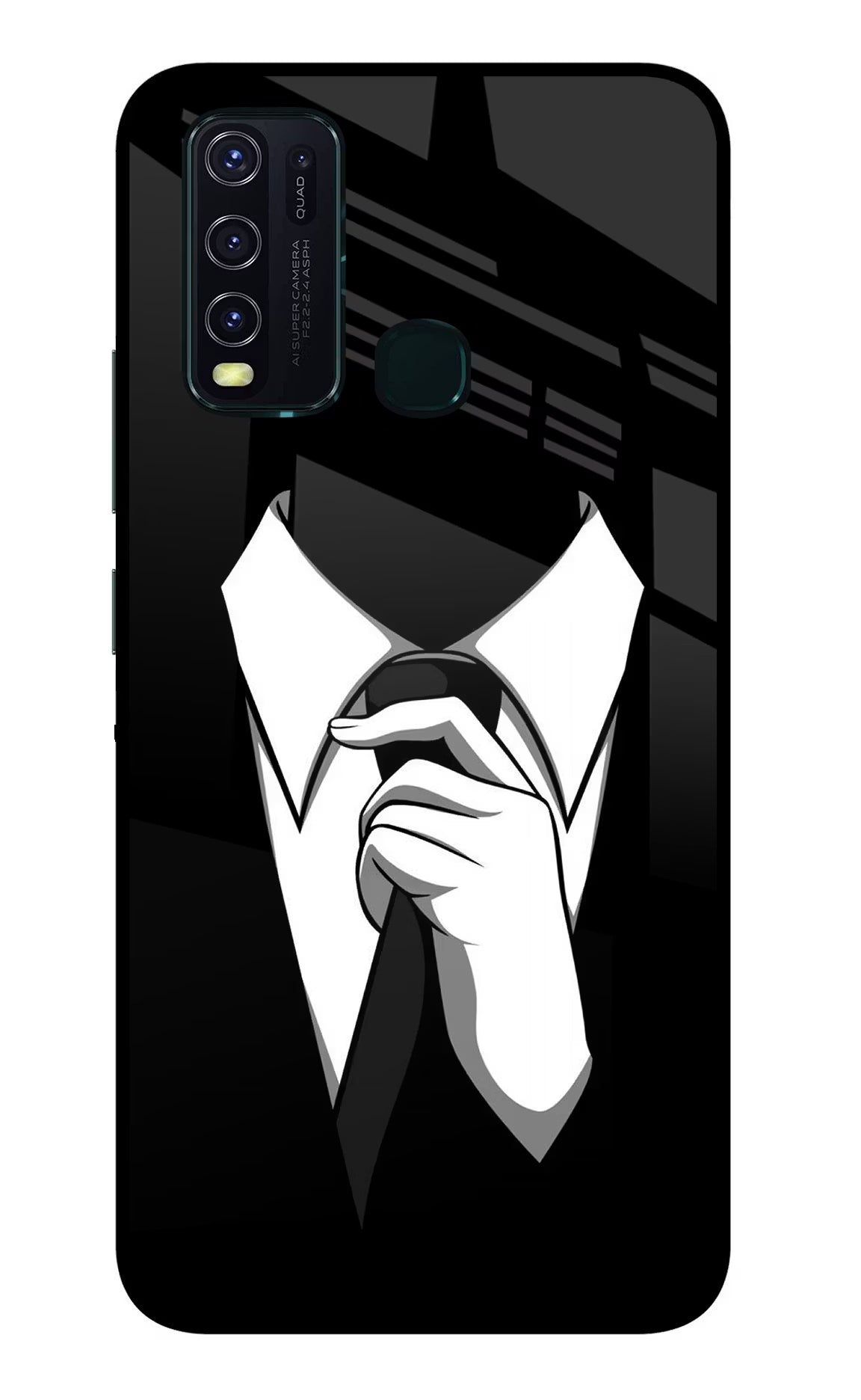 Black Tie Vivo Y30/Y50 Glass Case Back Cover by Casekaro
