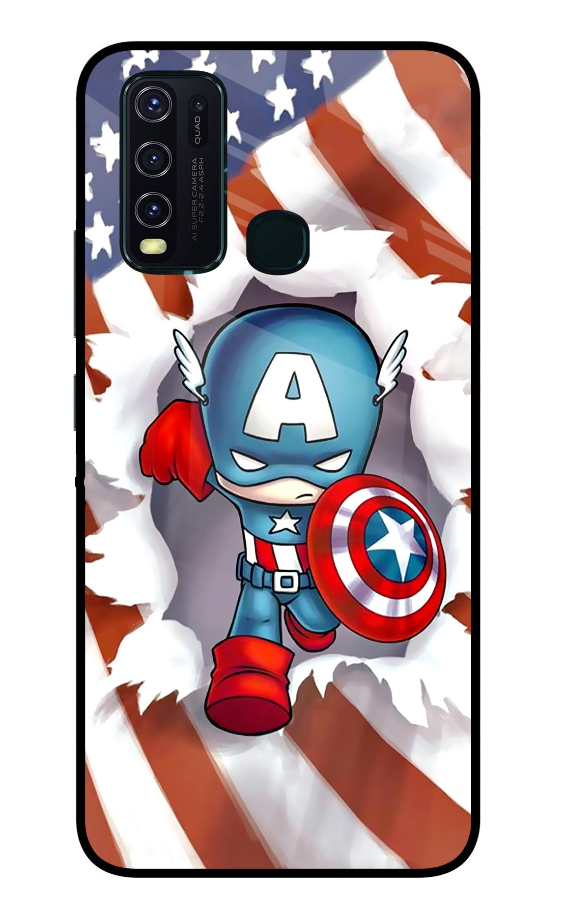 Captain America Vivo Y30/Y50 Glass Case