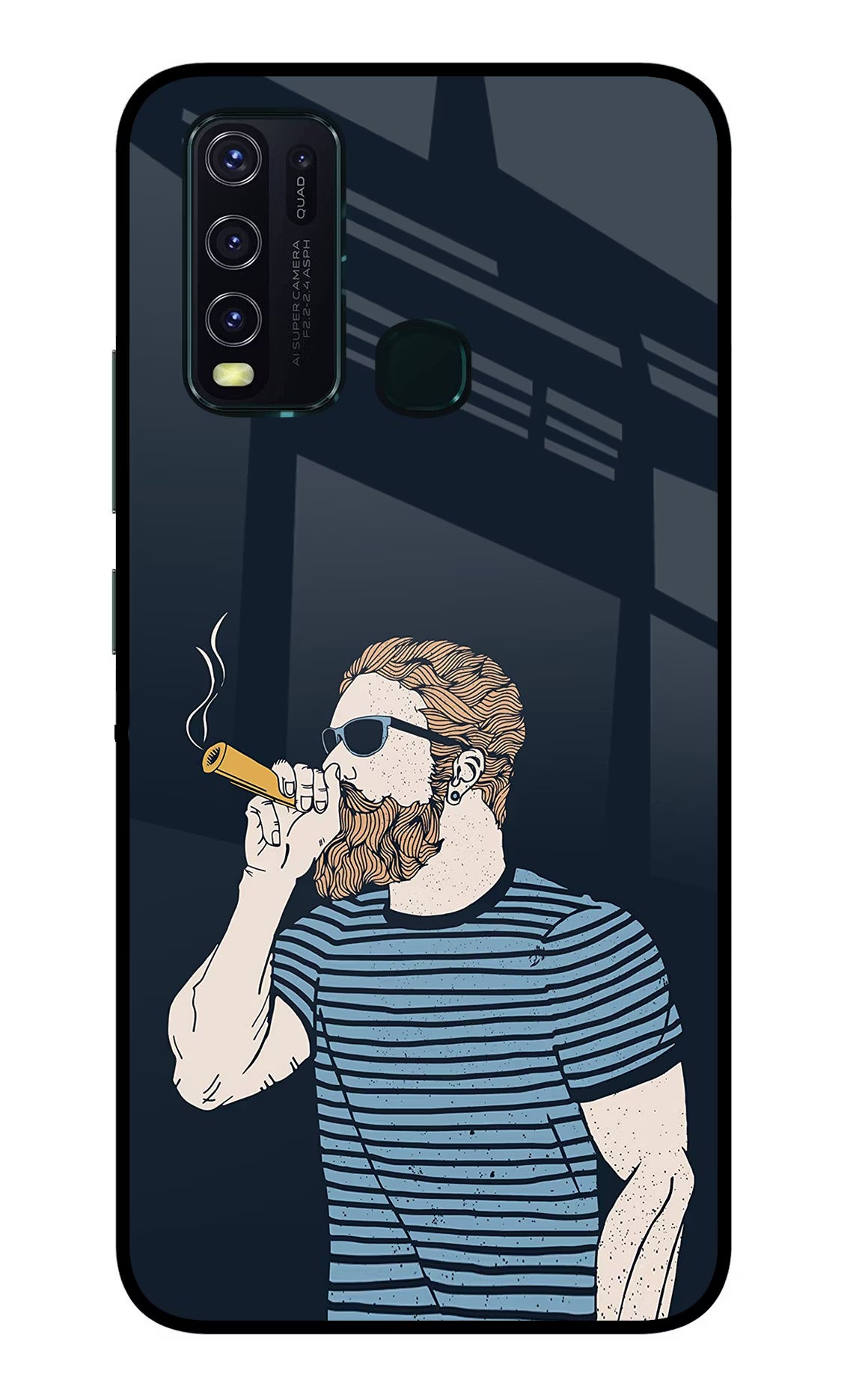 Smoking Vivo Y30/Y50 Glass Case Back Cover by Casekaro