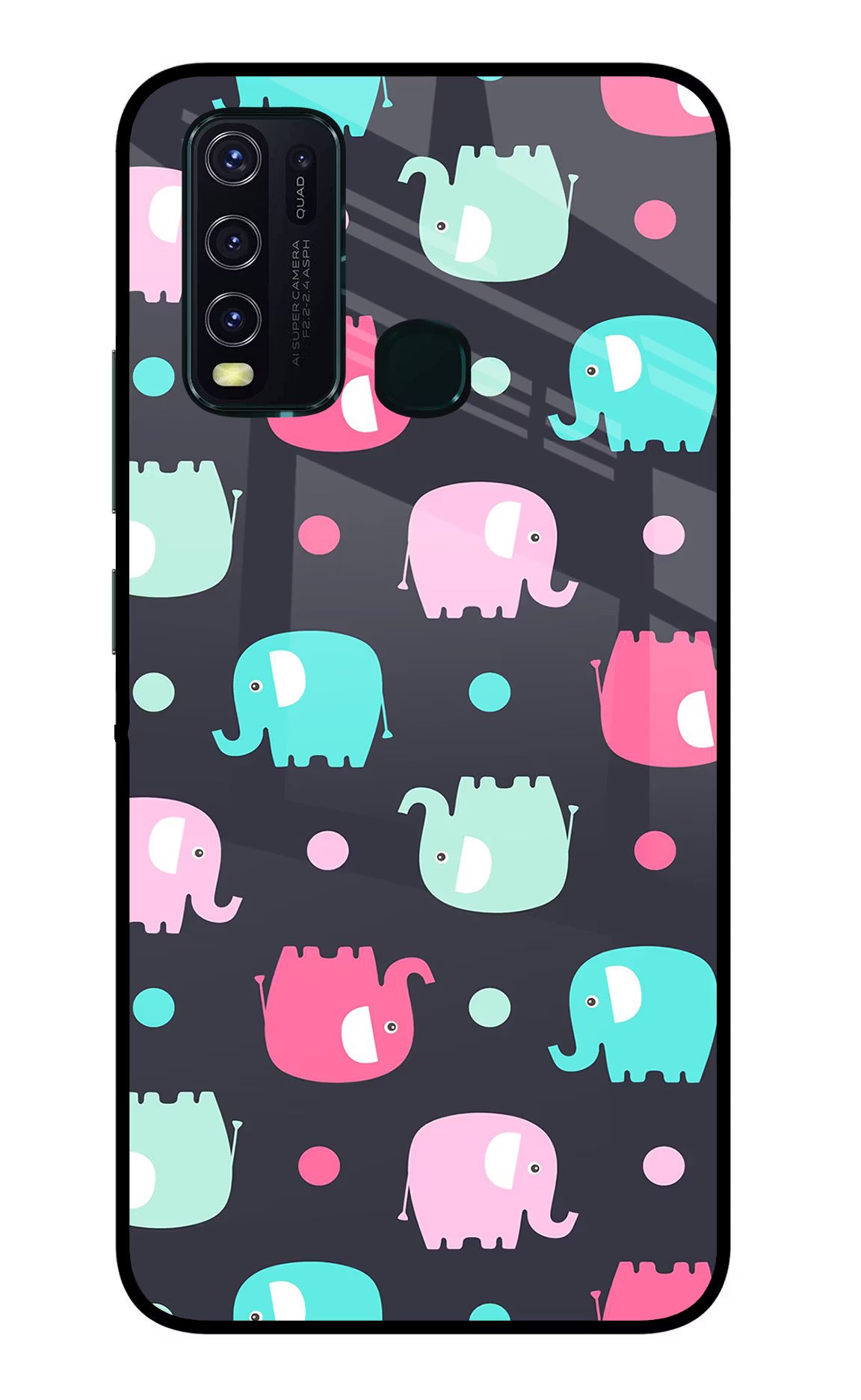 Elephants Vivo Y30/Y50 Glass Case Back Cover by Casekaro