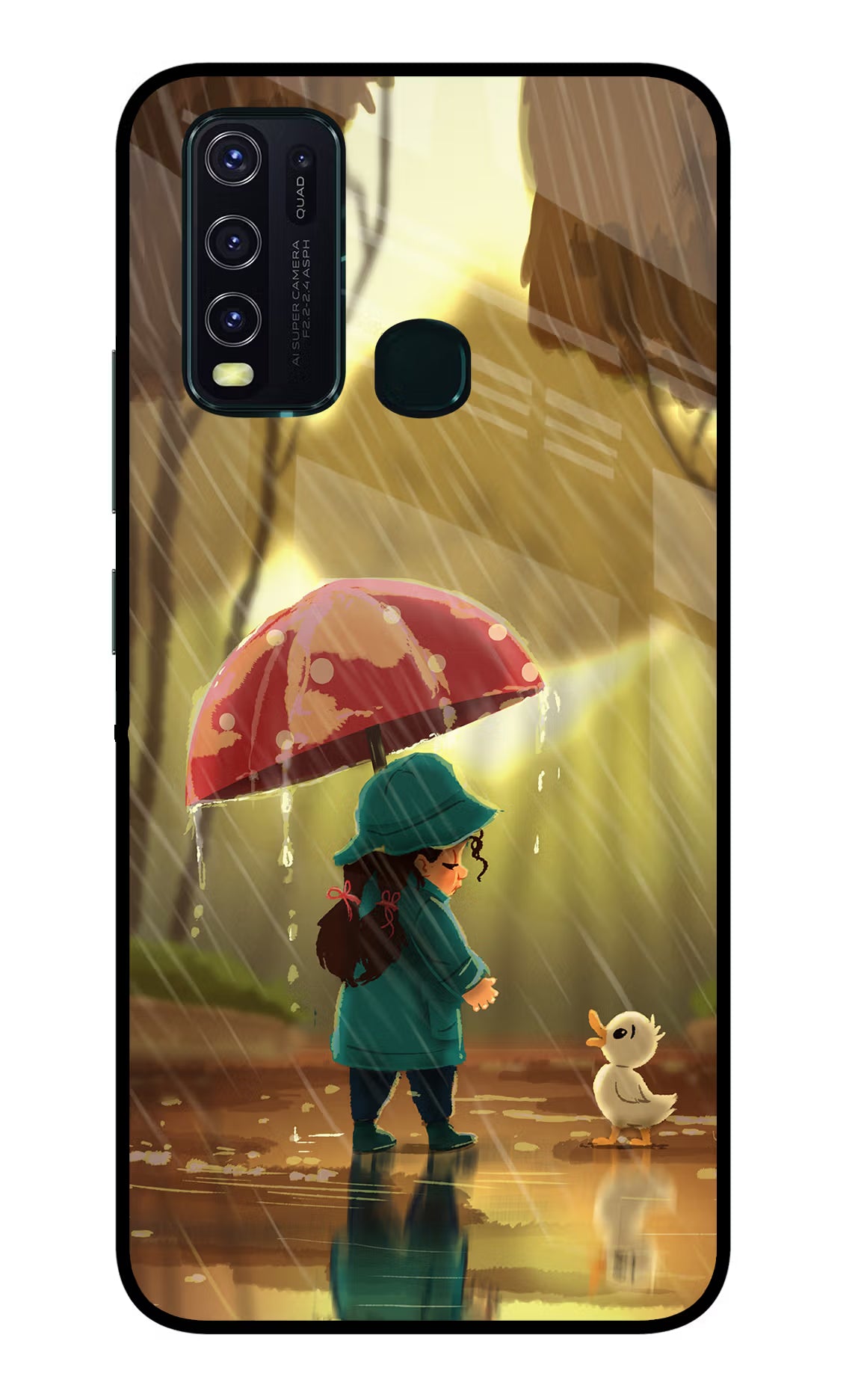 Rainy Day Vivo Y30/Y50 Glass Case Back Cover by Casekaro