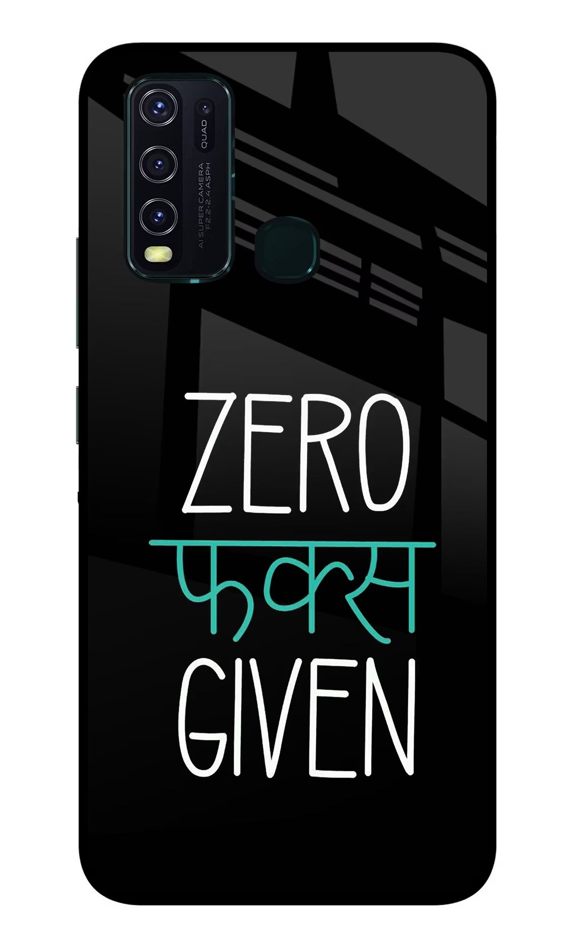 Zero Fucks Given Vivo Y30/Y50 Glass Case Back Cover by Casekaro