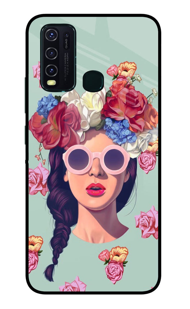 Pretty Girl Vivo Y30/Y50 Glass Case Back Cover by Casekaro