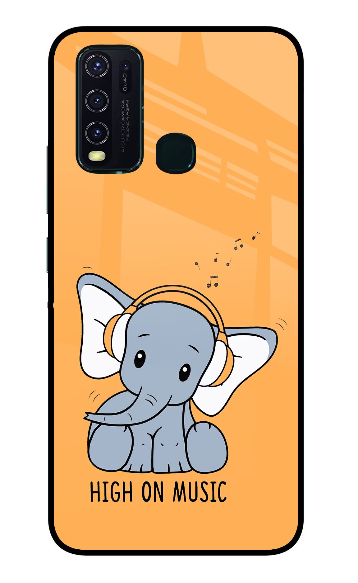 High On Music Vivo Y30/Y50 Glass Case Back Cover by Casekaro