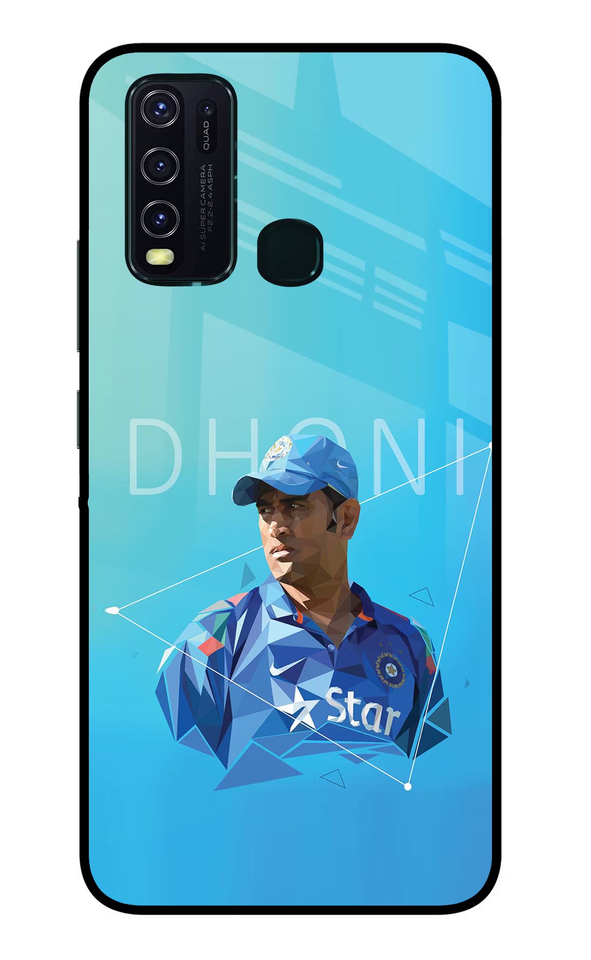 Dhoni Artwork Vivo Y30/Y50 Glass Case Back Cover by Casekaro