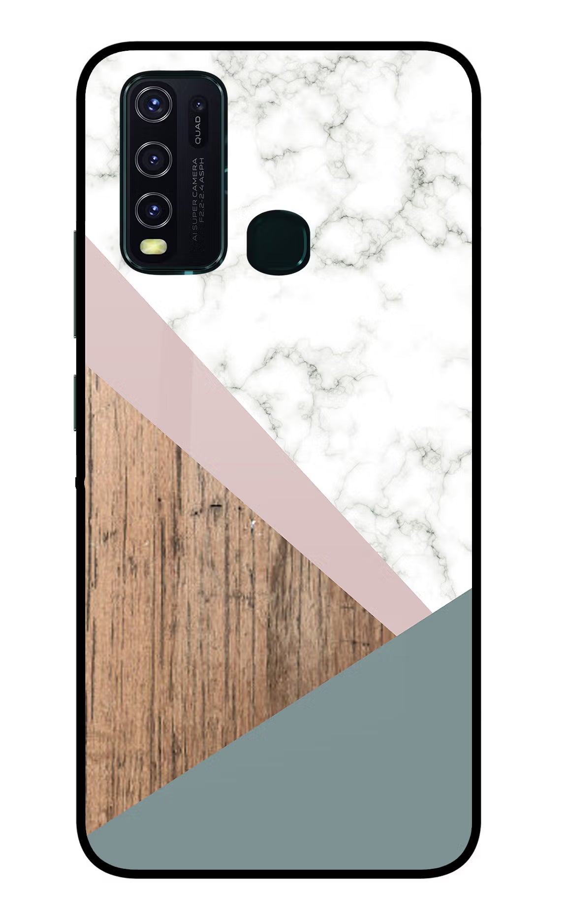 Marble wood Abstract Vivo Y30/Y50 Glass Case Back Cover by Casekaro