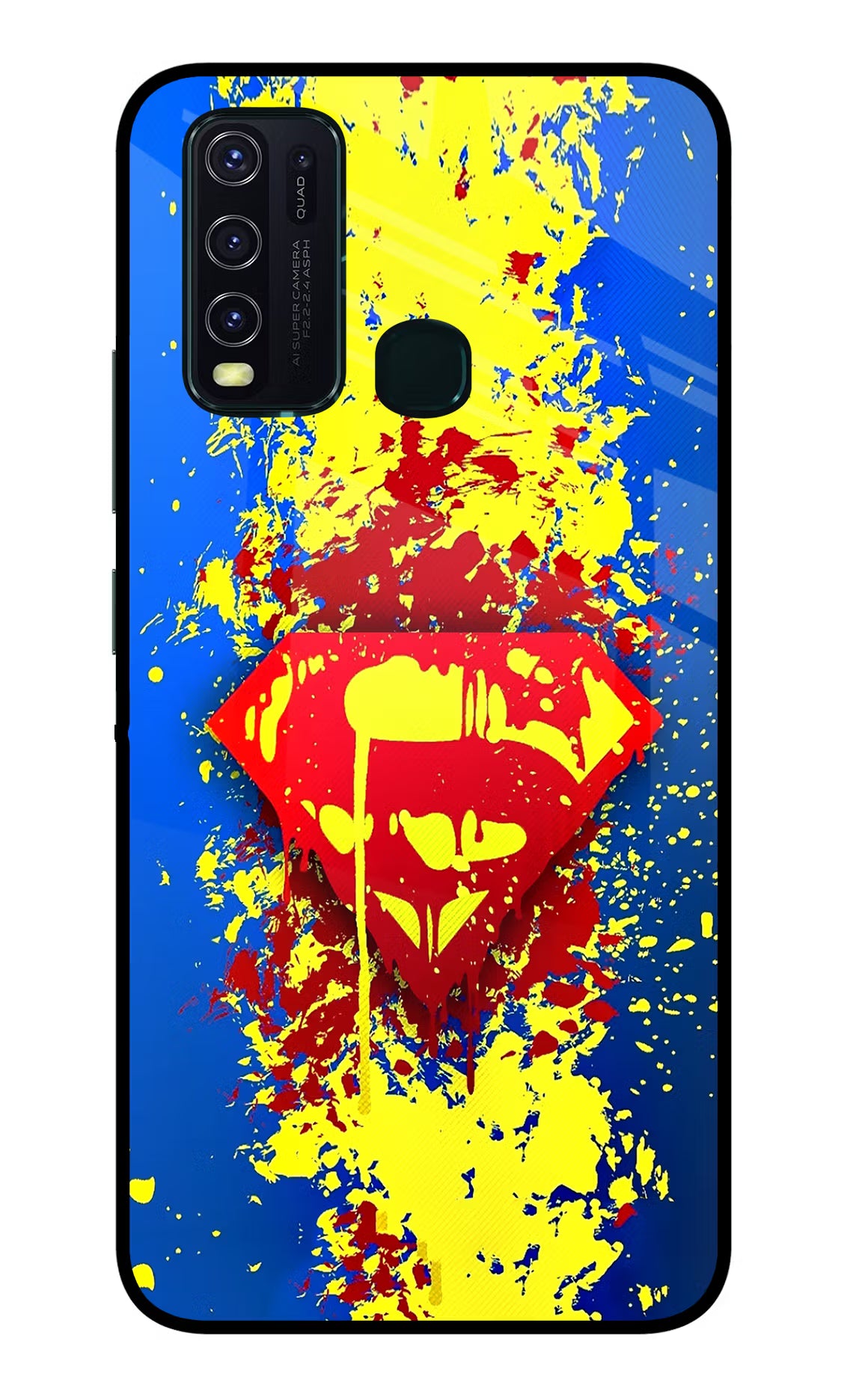 Superman logo Vivo Y30/Y50 Glass Case Back Cover by Casekaro