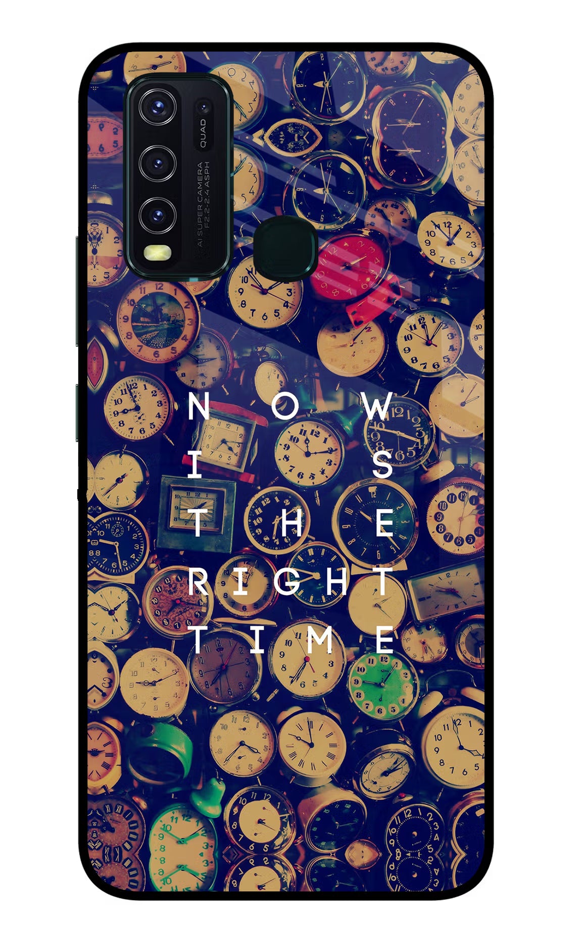 Now is the Right Time Quote Vivo Y30/Y50 Glass Case Back Cover by Casekaro