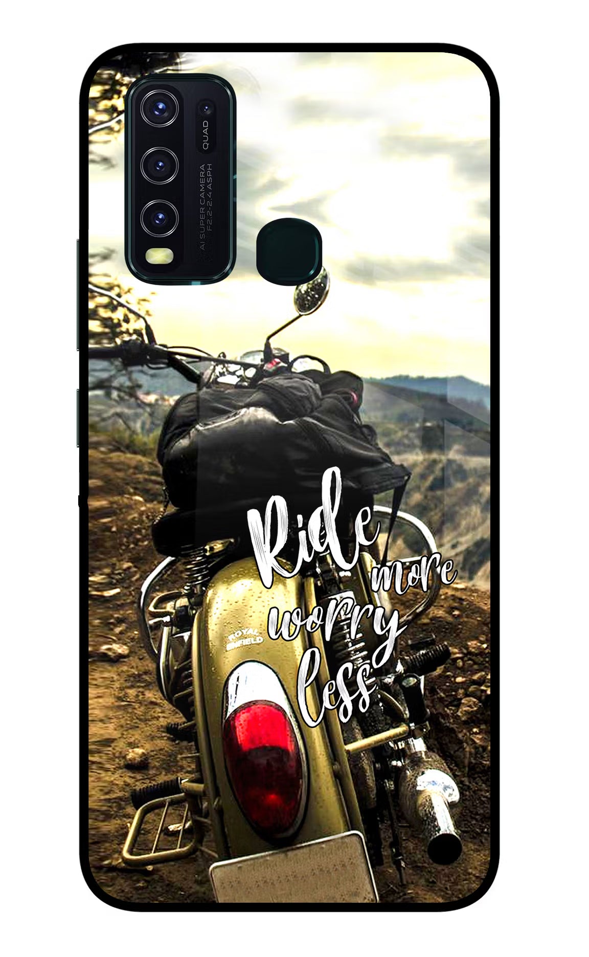 Ride More Worry Less Vivo Y30/Y50 Glass Case Back Cover by Casekaro