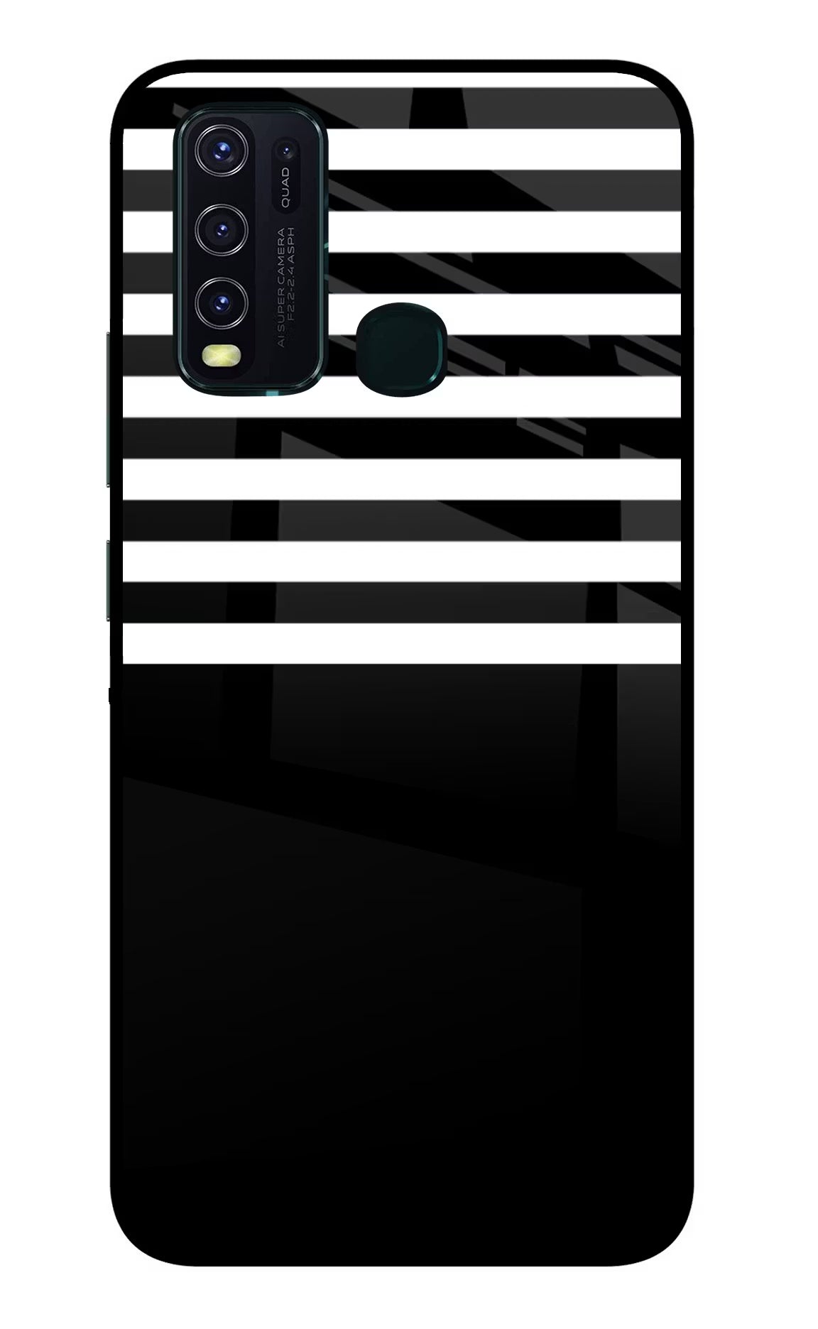 Black and White Print Vivo Y30/Y50 Glass Case Back Cover by Casekaro