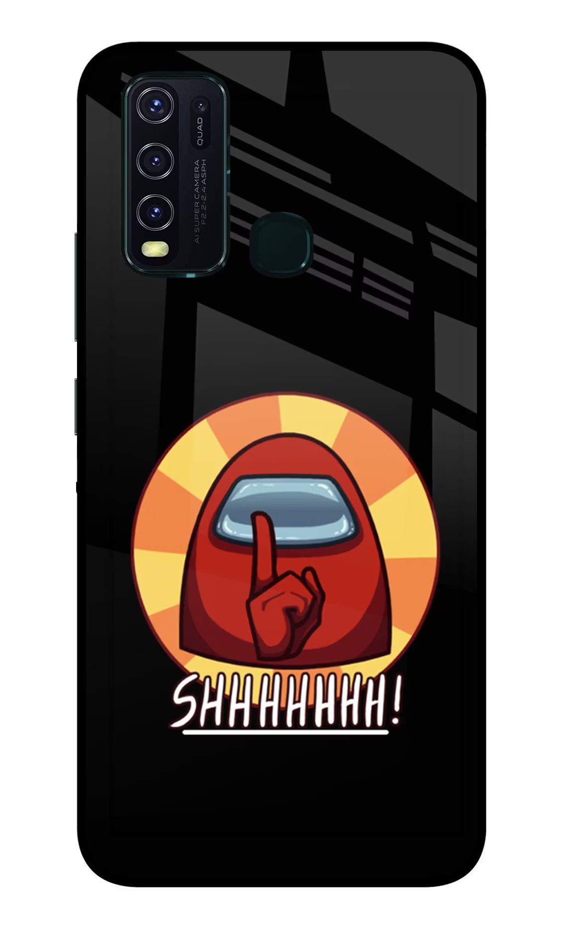 Among Us Shhh! Vivo Y30/Y50 Glass Case Back Cover by Casekaro