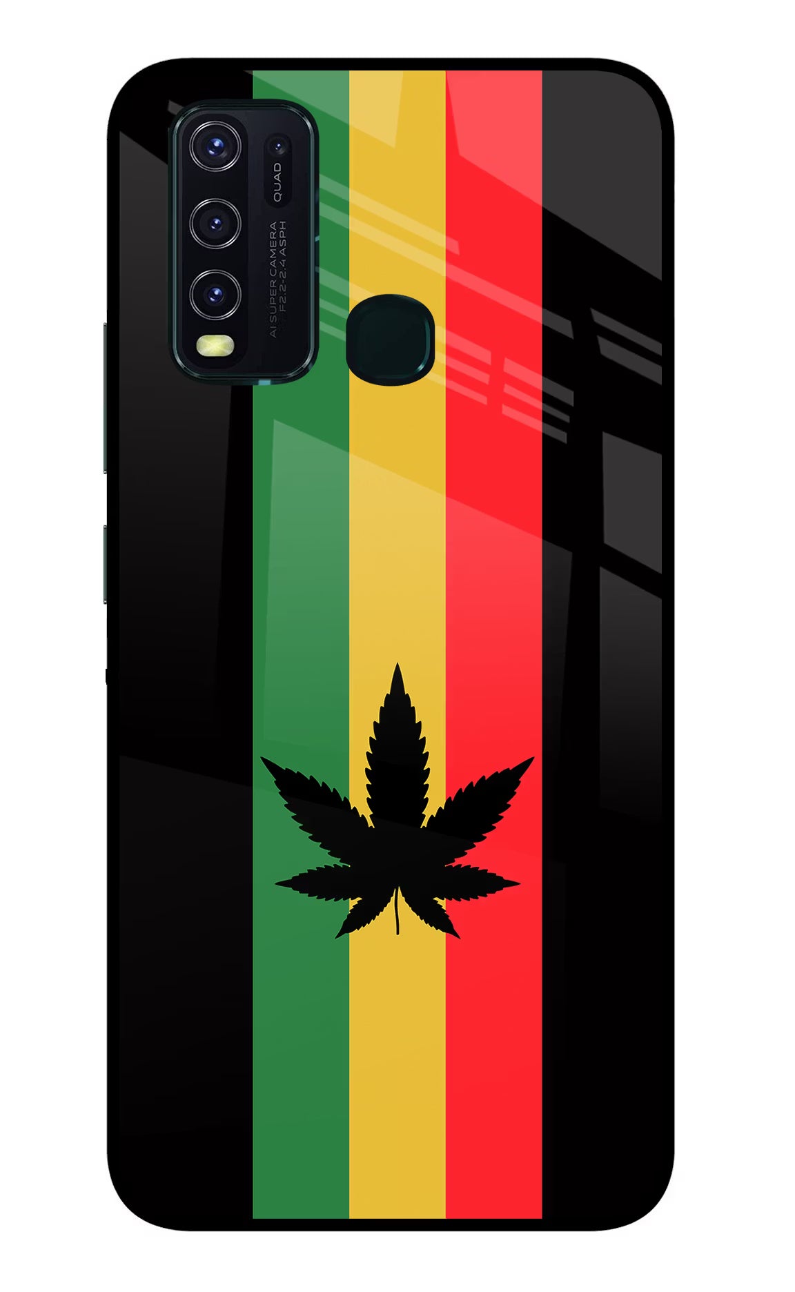 Weed Flag Vivo Y30/Y50 Glass Case Back Cover by Casekaro