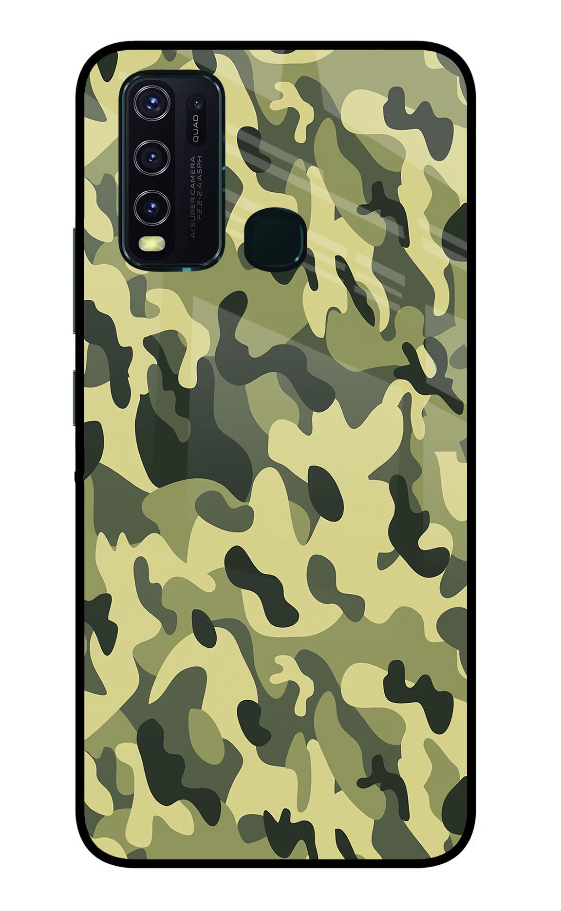 Camouflage Vivo Y30/Y50 Glass Case Back Cover by Casekaro