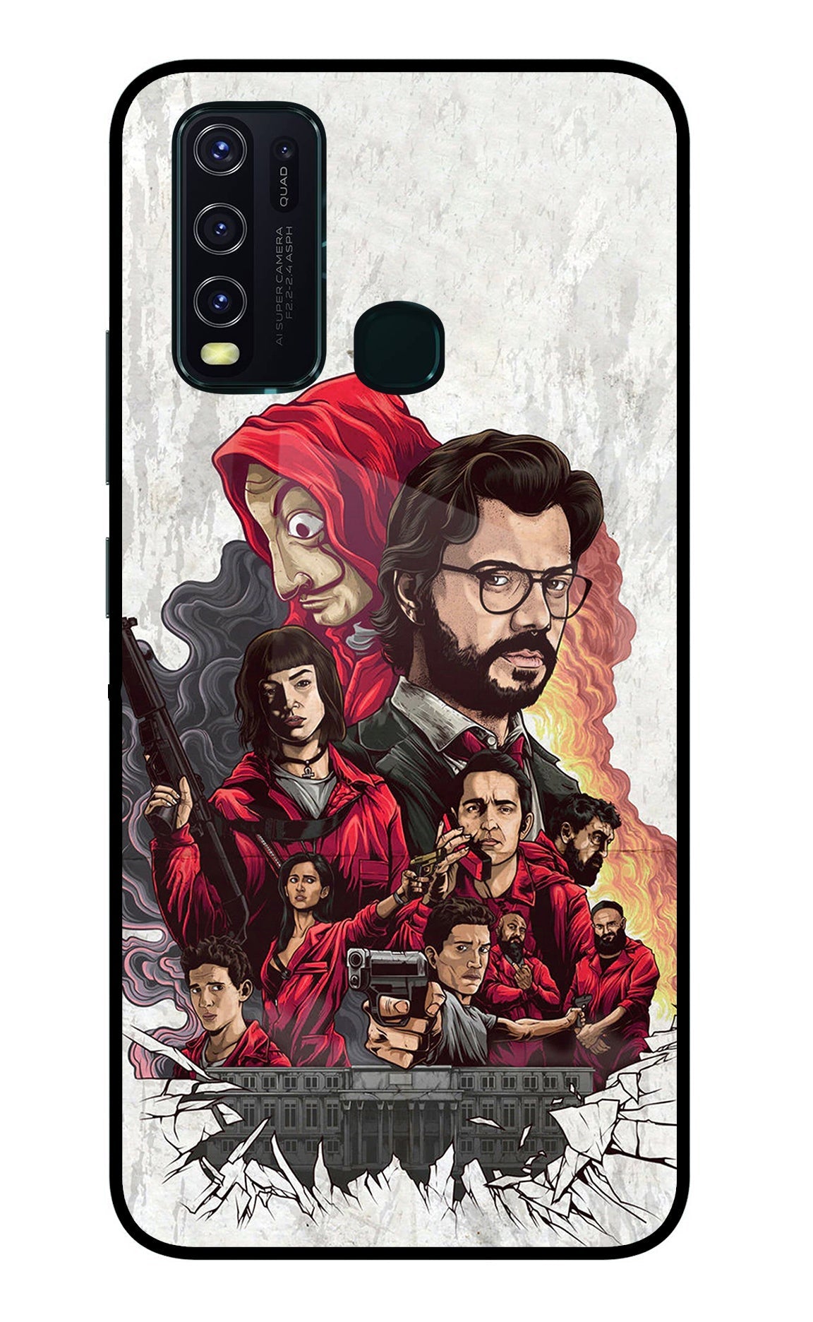 Money Heist Artwork Vivo Y30/Y50 Glass Case