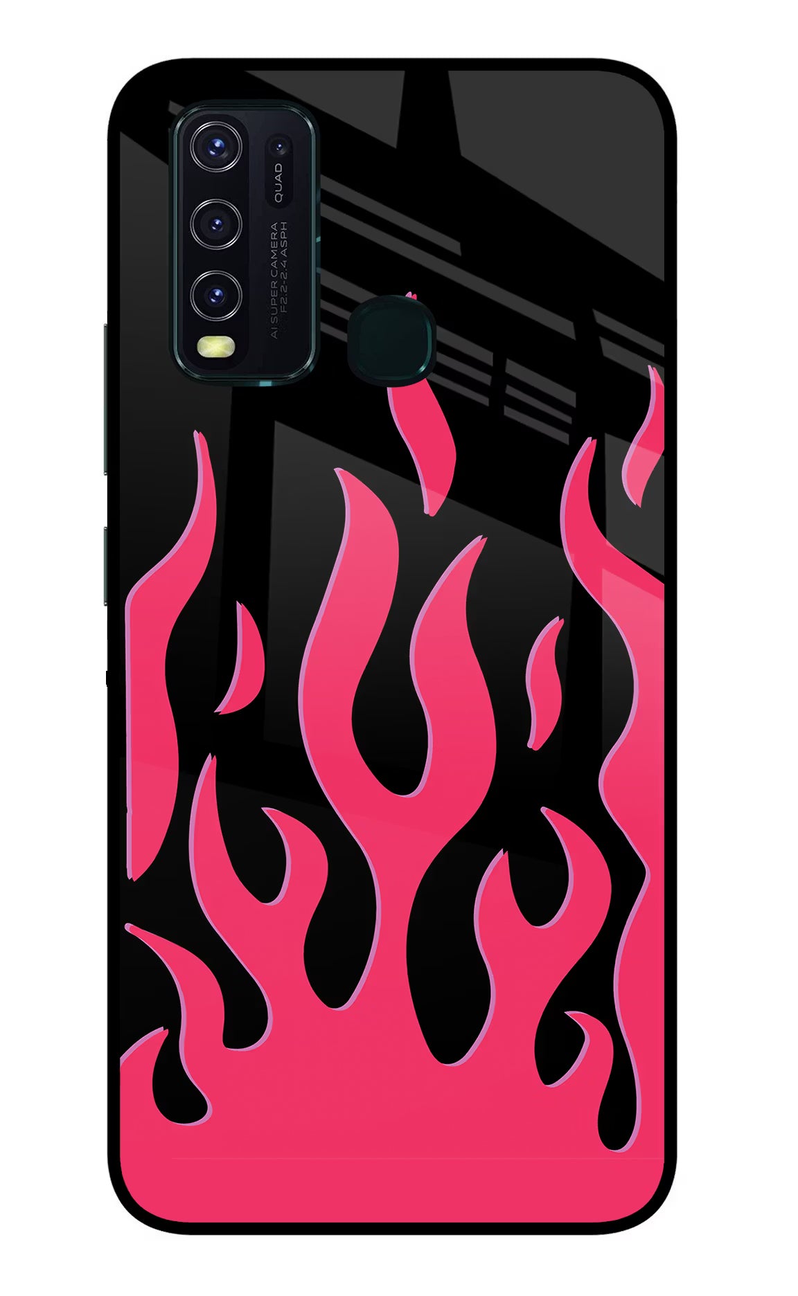 Fire Flames Vivo Y30/Y50 Glass Case Back Cover by Casekaro