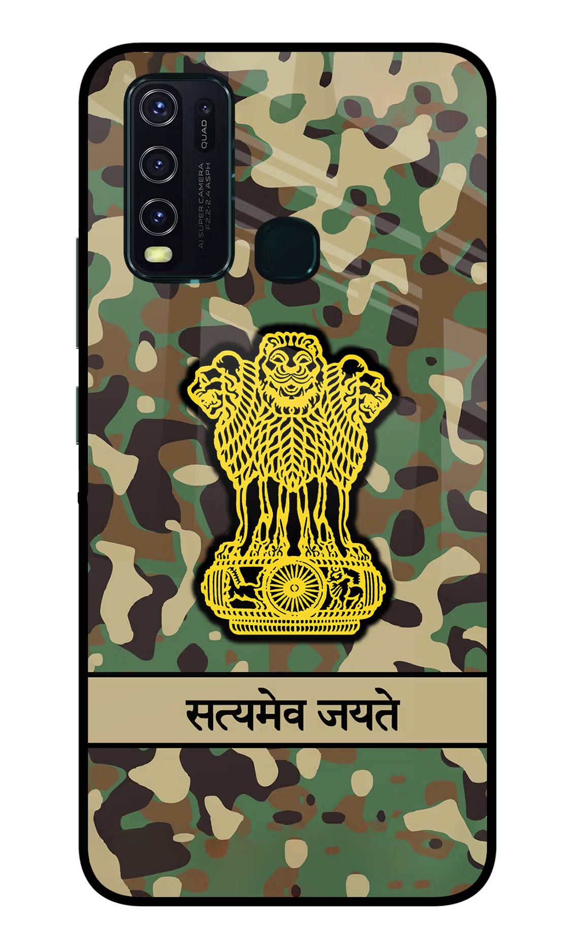 Satyamev Jayate Army Vivo Y30/Y50 Glass Case Back Cover by Casekaro