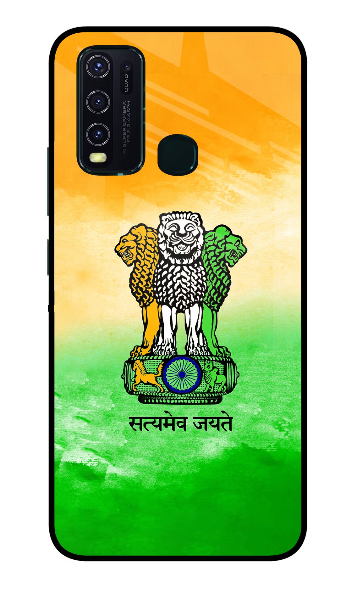 Satyamev Jayate Flag Vivo Y30/Y50 Glass Case Back Cover by Casekaro