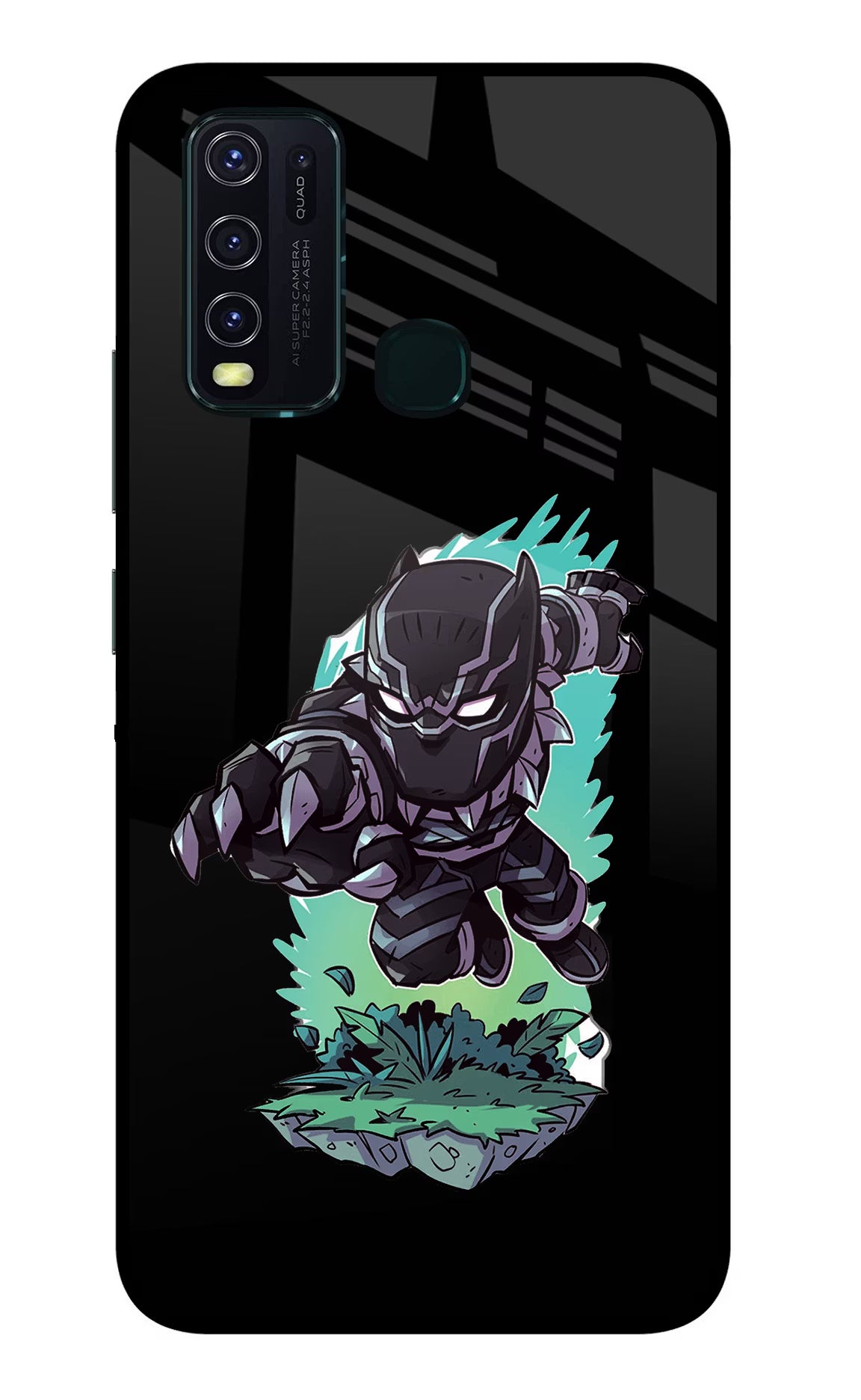 Black Panther Vivo Y30/Y50 Glass Case Back Cover by Casekaro