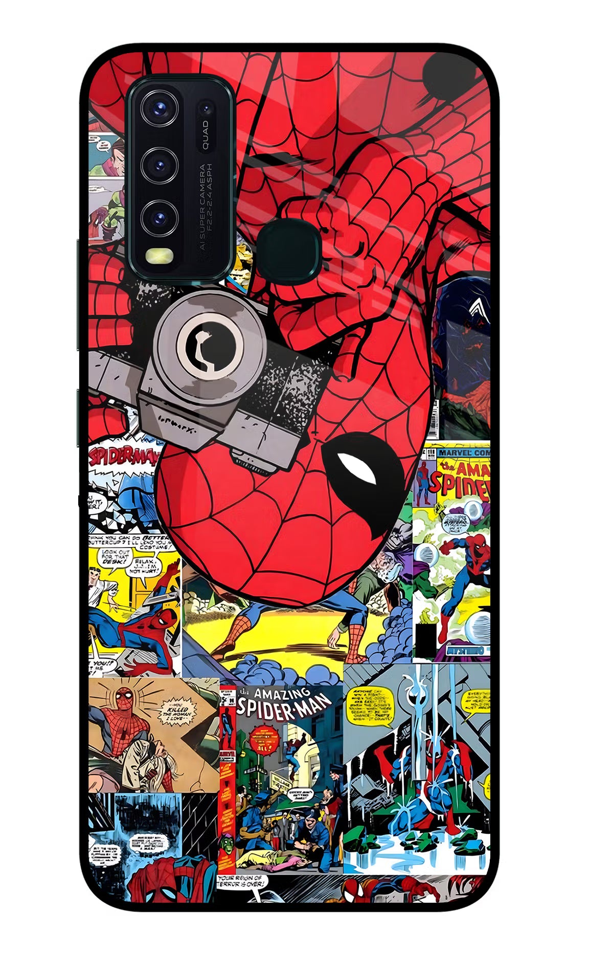 Spider Man Vivo Y30/Y50 Glass Case Back Cover by Casekaro