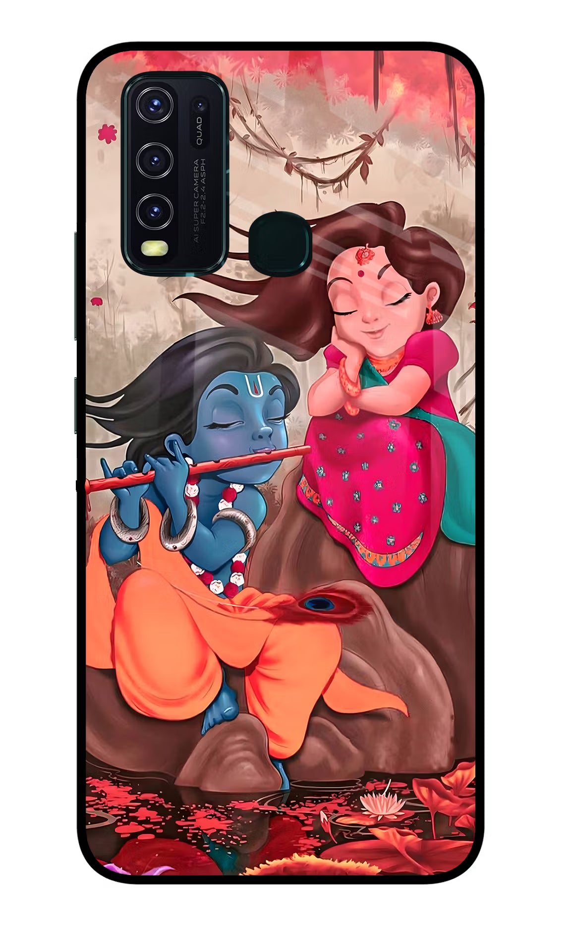 Radhe Krishna Vivo Y30/Y50 Glass Case Back Cover by Casekaro