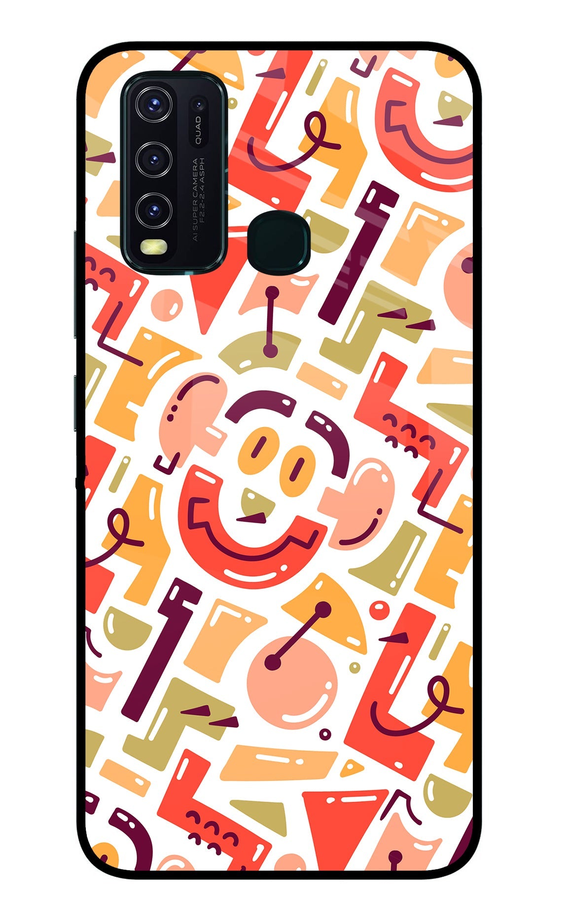 Doodle Pattern Vivo Y30/Y50 Glass Case