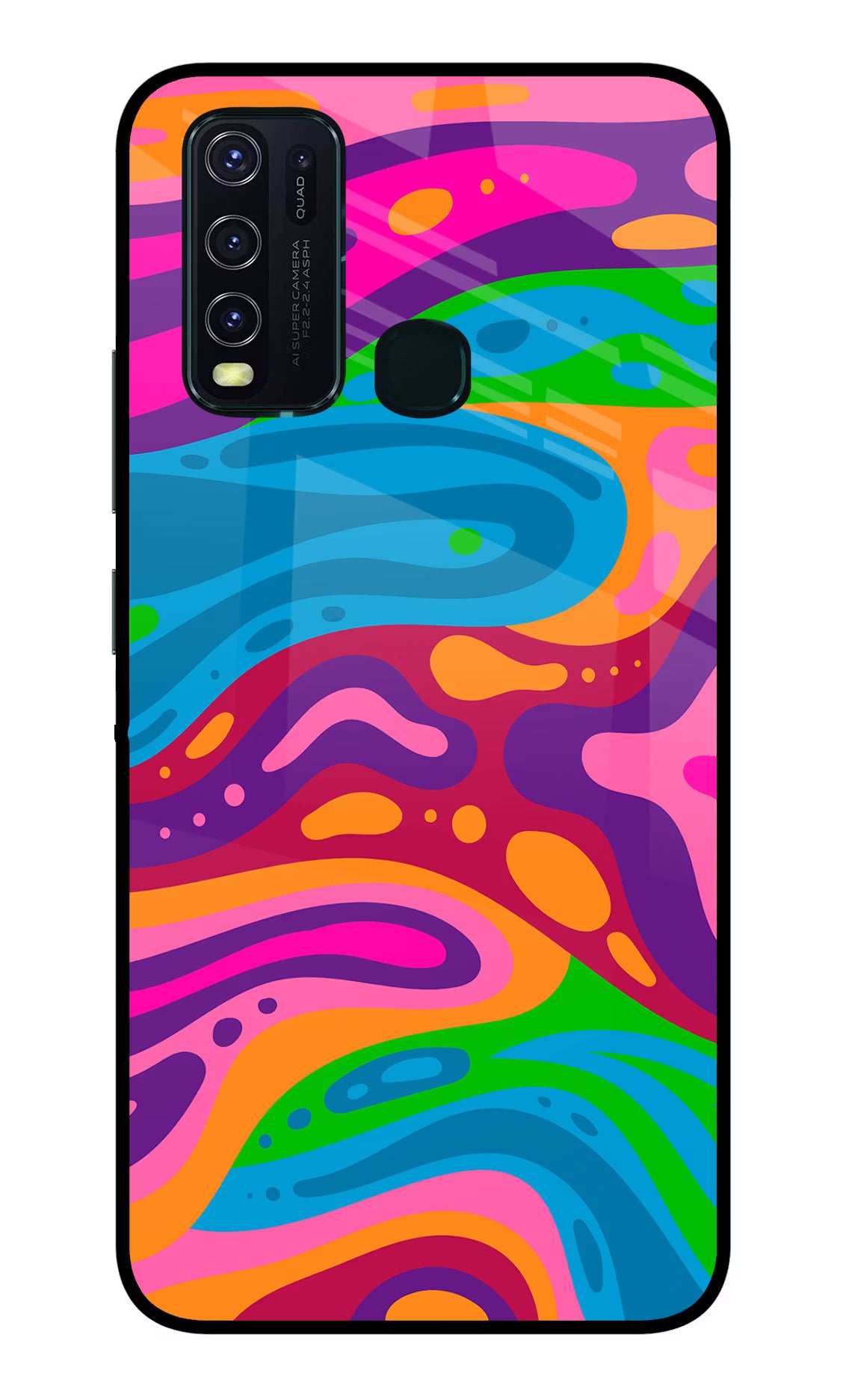 Trippy Pattern Vivo Y30/Y50 Glass Case Back Cover by Casekaro
