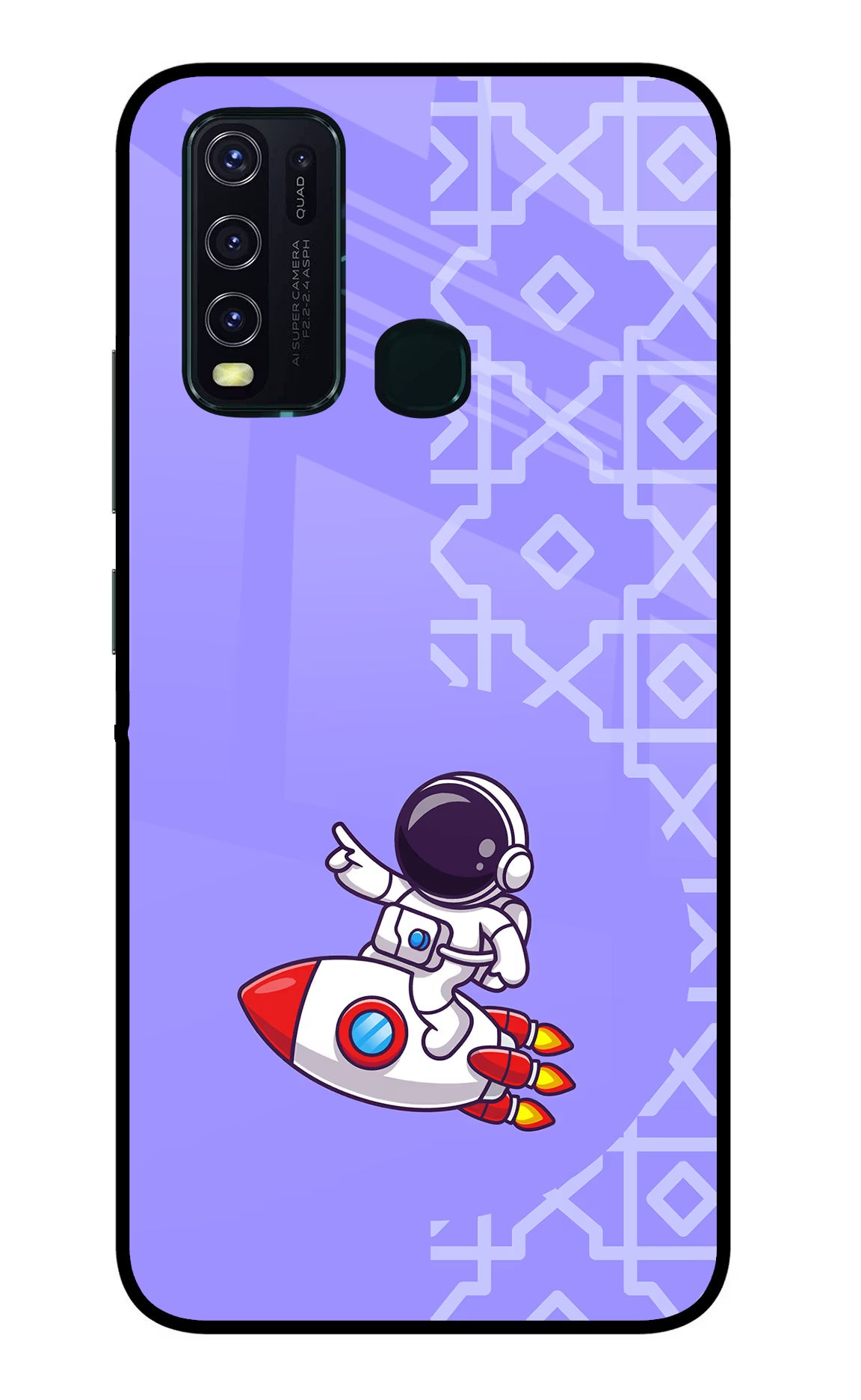 Cute Astronaut Vivo Y30/Y50 Glass Case Back Cover by Casekaro