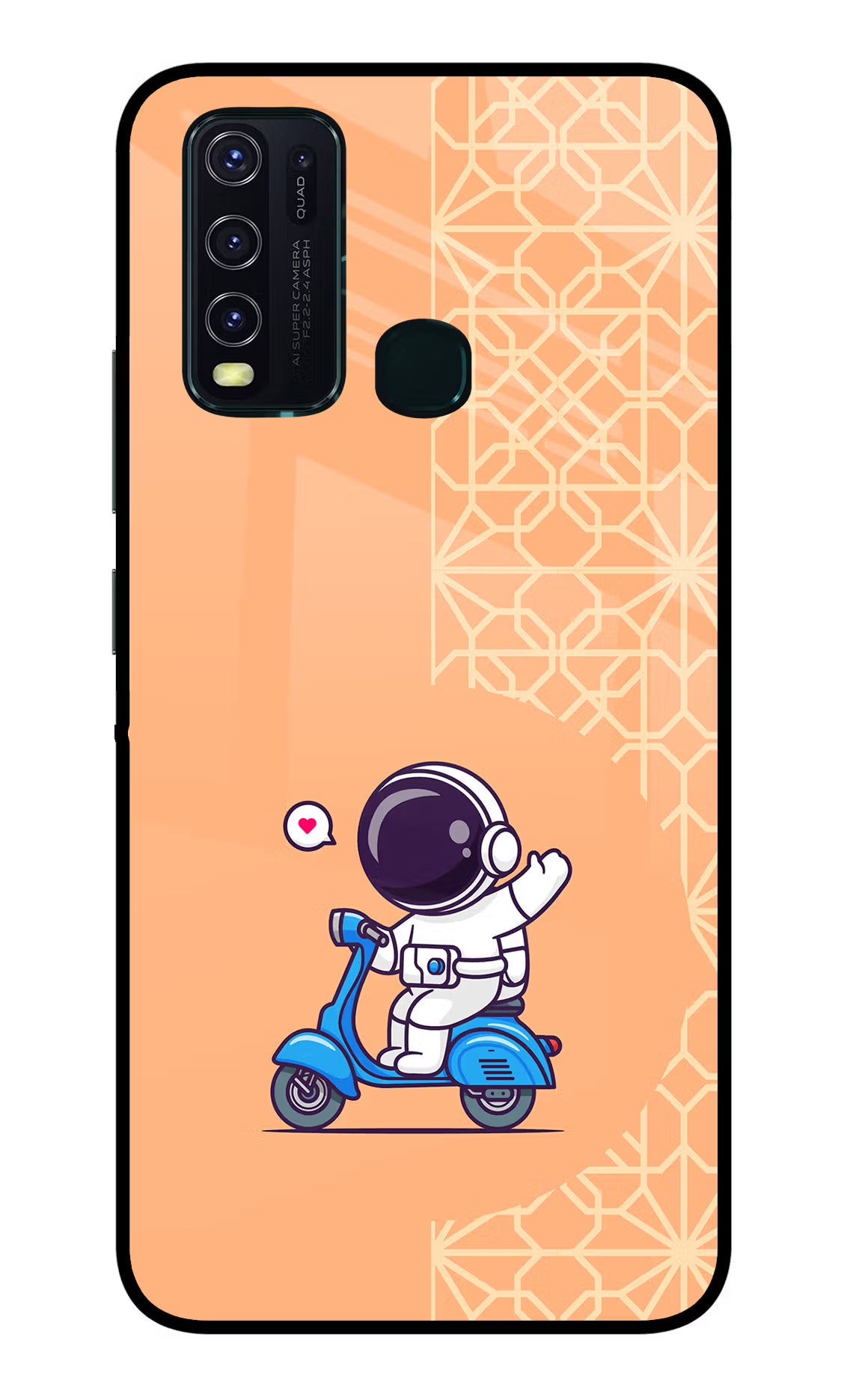 Cute Astronaut Riding Vivo Y30/Y50 Glass Case Back Cover by Casekaro