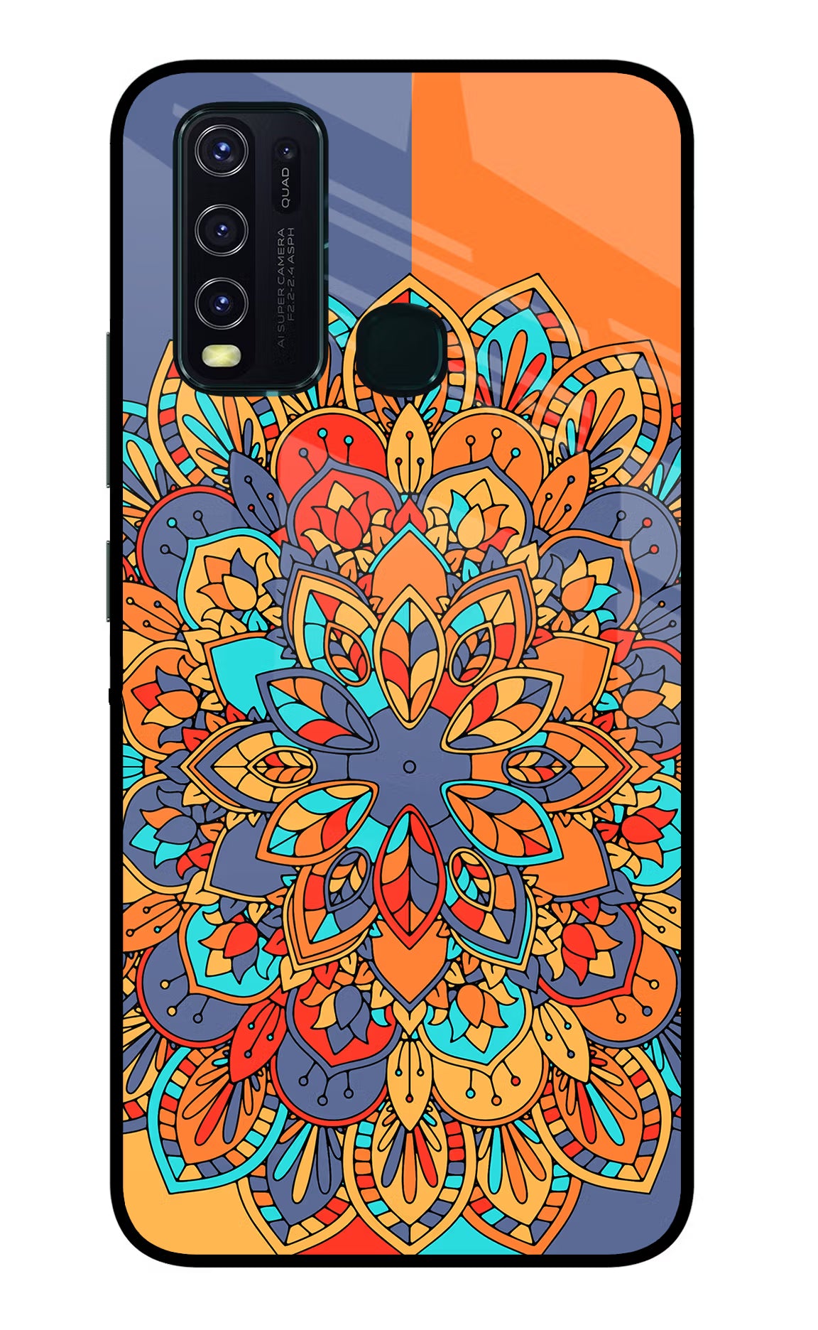 Color Mandala Vivo Y30/Y50 Glass Case Back Cover by Casekaro