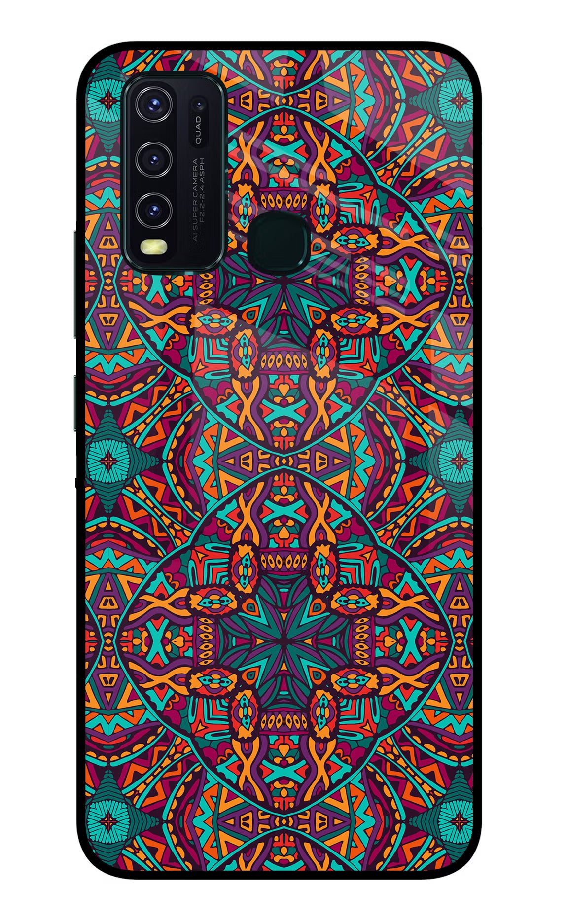 Colour Mandala Vivo Y30/Y50 Glass Case Back Cover by Casekaro