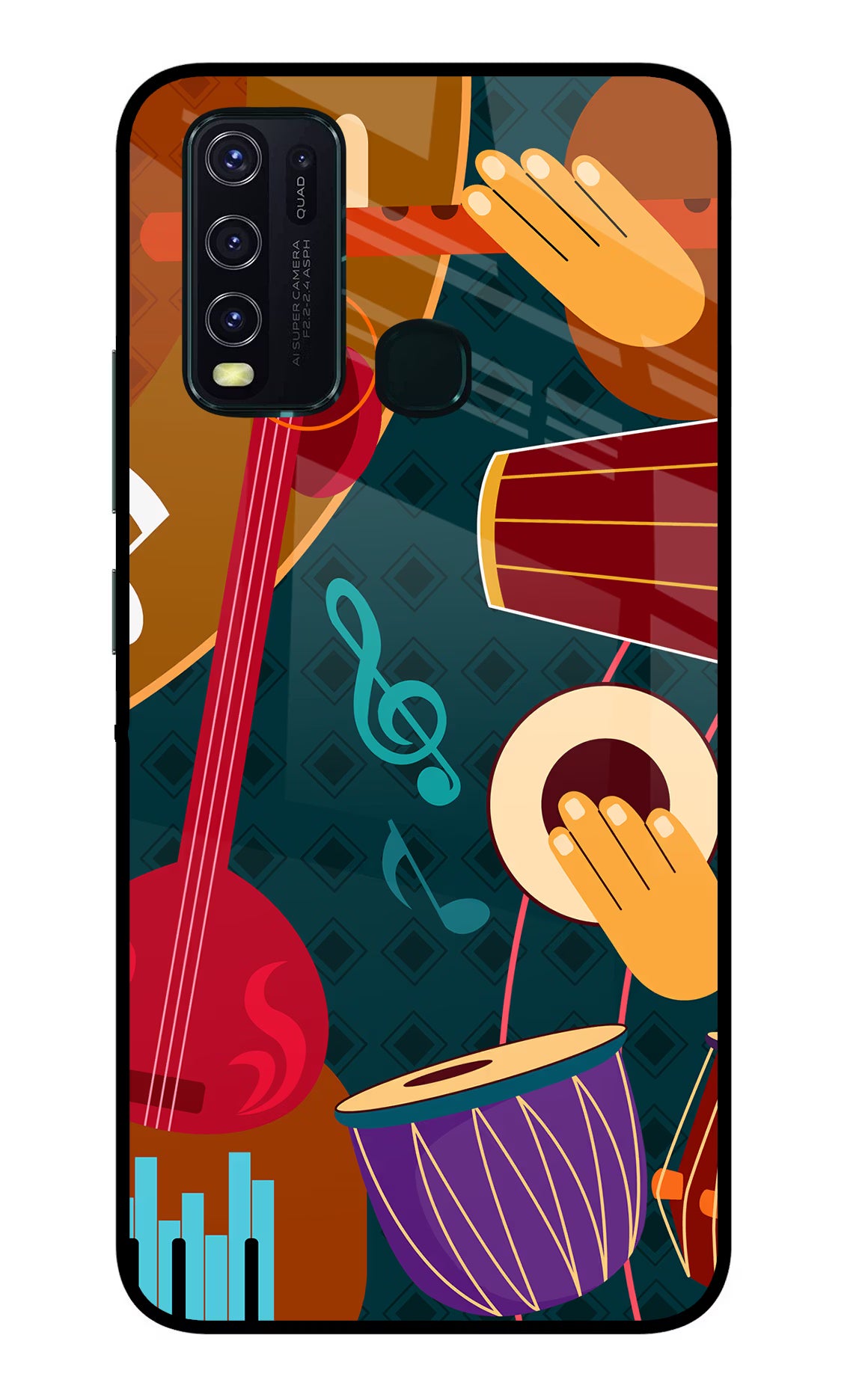 Music Instrument Vivo Y30/Y50 Glass Case Back Cover by Casekaro