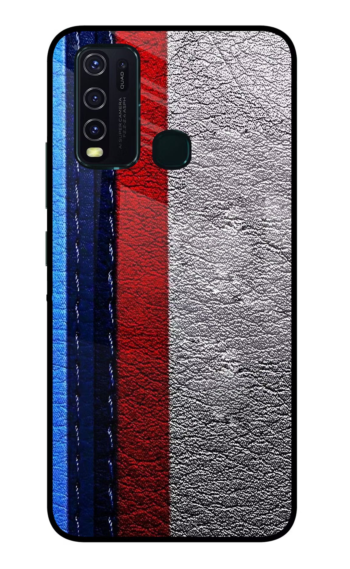 BMW Stripes Vivo Y30/Y50 Glass Case Back Cover by Casekaro