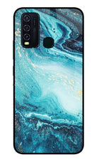 Blue Glitter Marble Vivo Y30/Y50 Glass Case