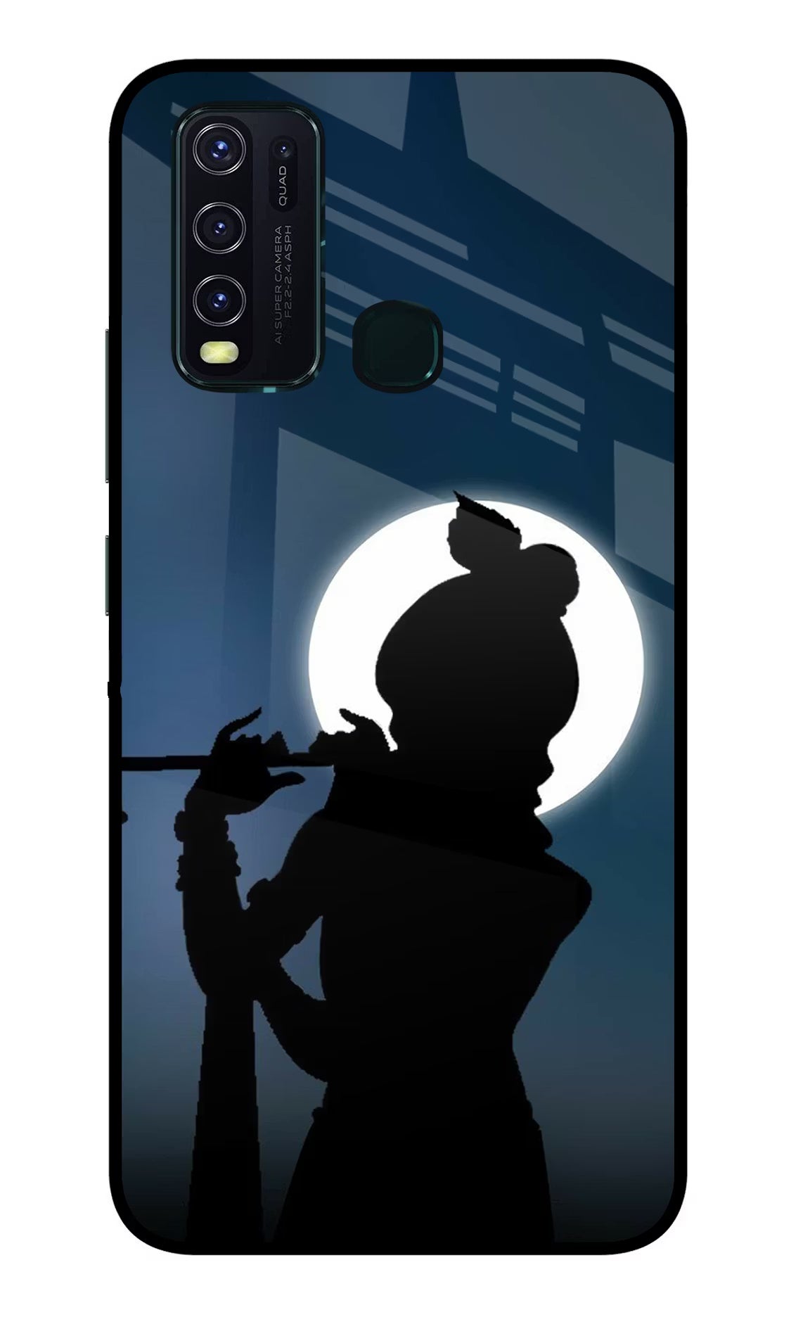 Shri Krishna Silhouette Vivo Y30/Y50 Glass Case Back Cover by Casekaro