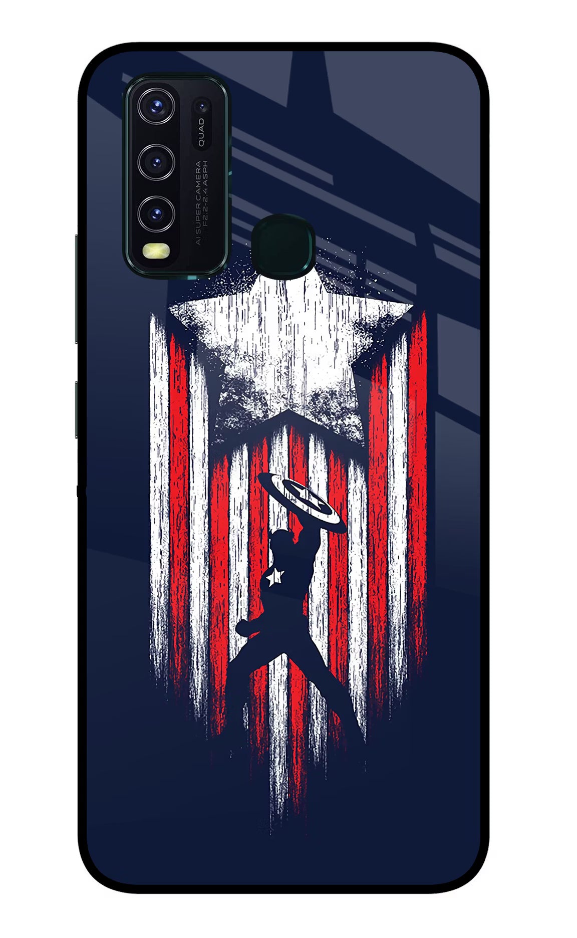 Captain America Marvel Art Vivo Y30/Y50 Glass Case Back Cover by Casekaro