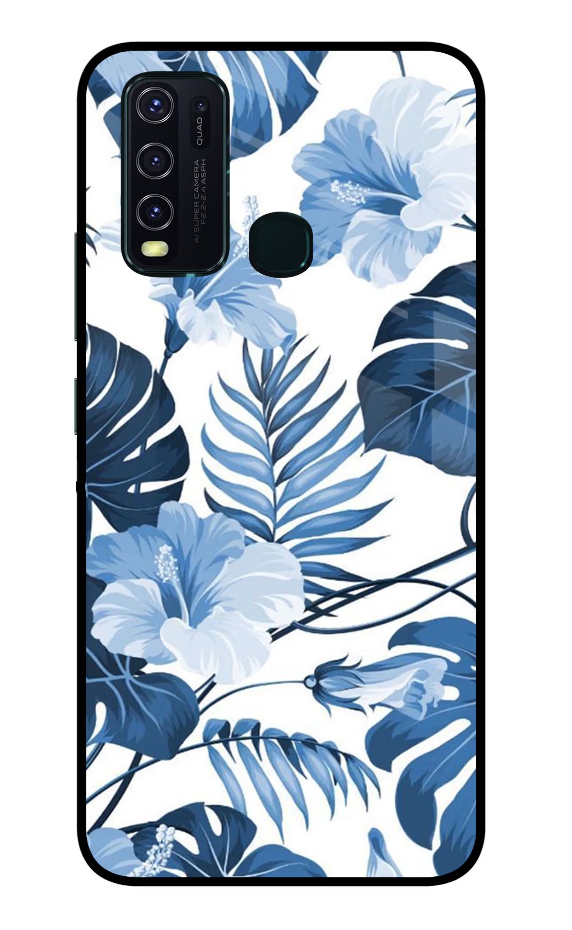 Fabric Art Vivo Y30/Y50 Glass Case Back Cover by Casekaro