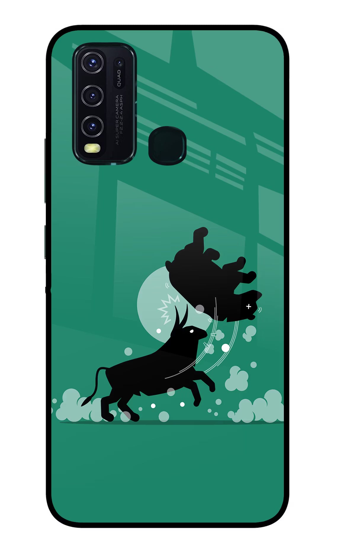 Bull Conqueror Vivo Y30/Y50 Glass Case Back Cover by Casekaro