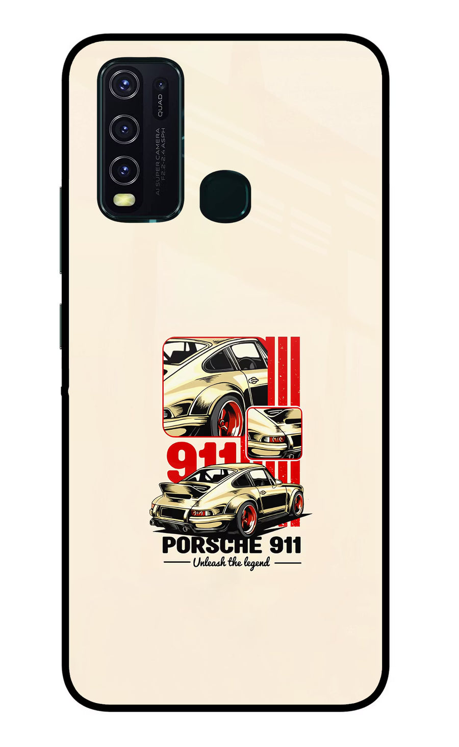 Classic Porsche 911 Vivo Y30/Y50 Back Cover, Glass case