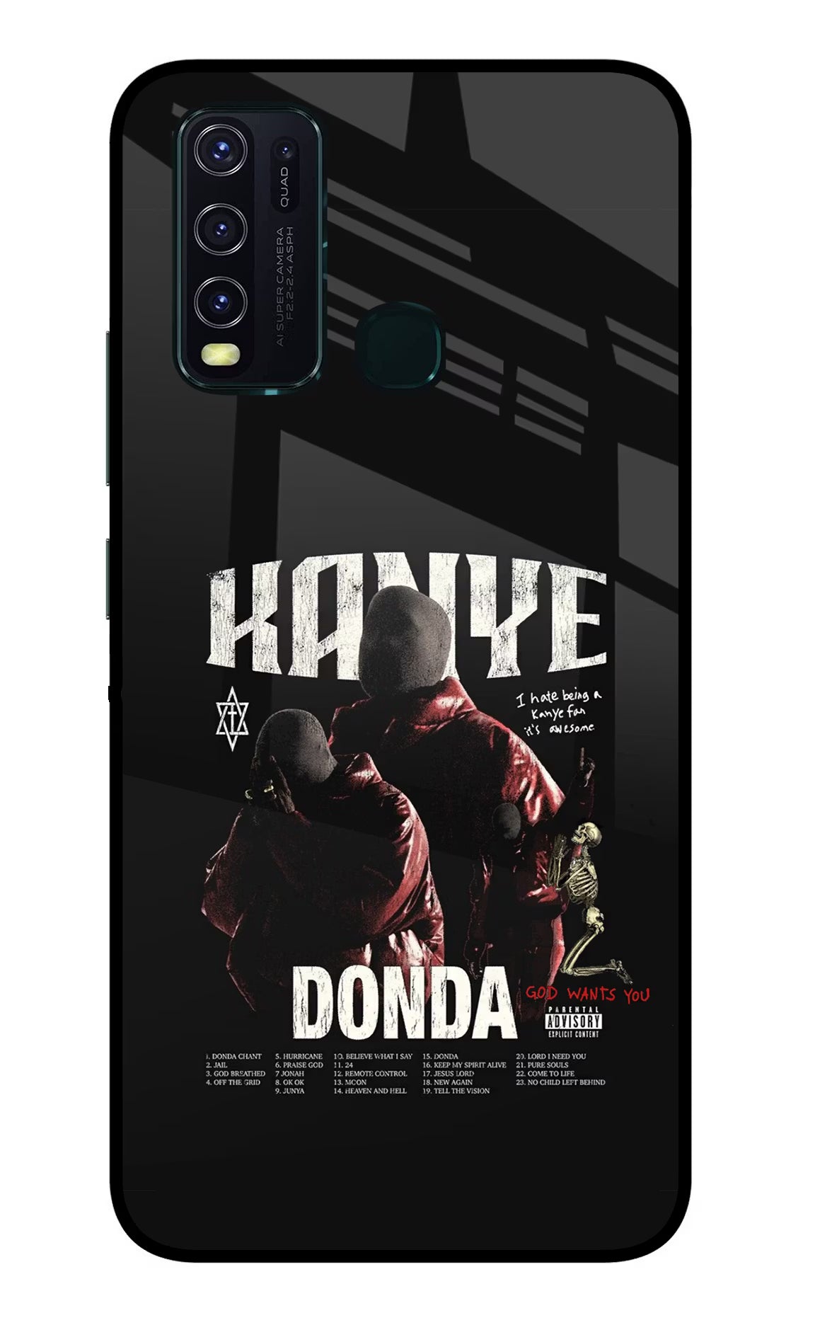 Donda Kanye West Vivo Y30/Y50 Glass Case