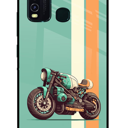 Striped Moto Drift Vivo Y30/Y50 Glass Case