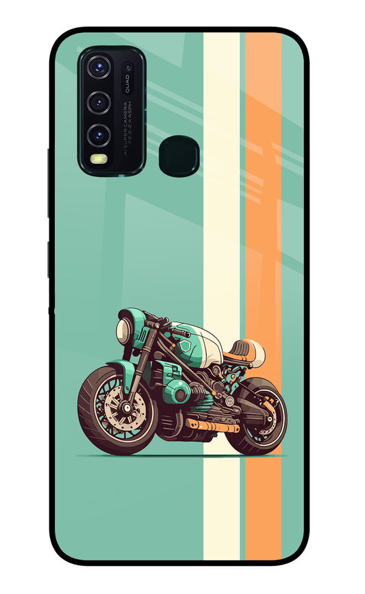 Striped Moto Drift Vivo Y30/Y50 Glass Case
